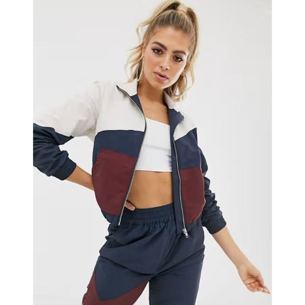 ASOS Windbreaker Women 6 Multicolor NWT Colorblock Retro Zip Up Jacket